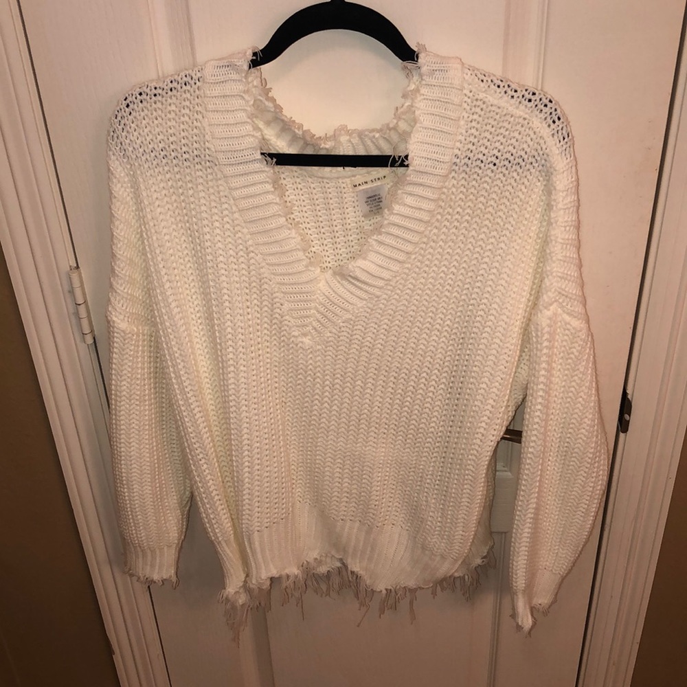 White Distressed Sweater